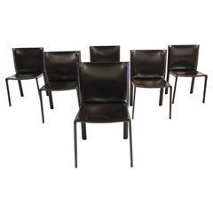 Vintage Pasqualine Leather Dining Chairs by Enrico Pellizzoni, 1980s, Set of 6