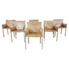 Vintage Pasqualine Leather Dining Chairs by Enrico Pellizzoni, 1980s, Set of 6