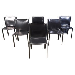 Vintage Pasqualine leather dining chairs by Enrico Pellizzoni, 1980s - set of 6