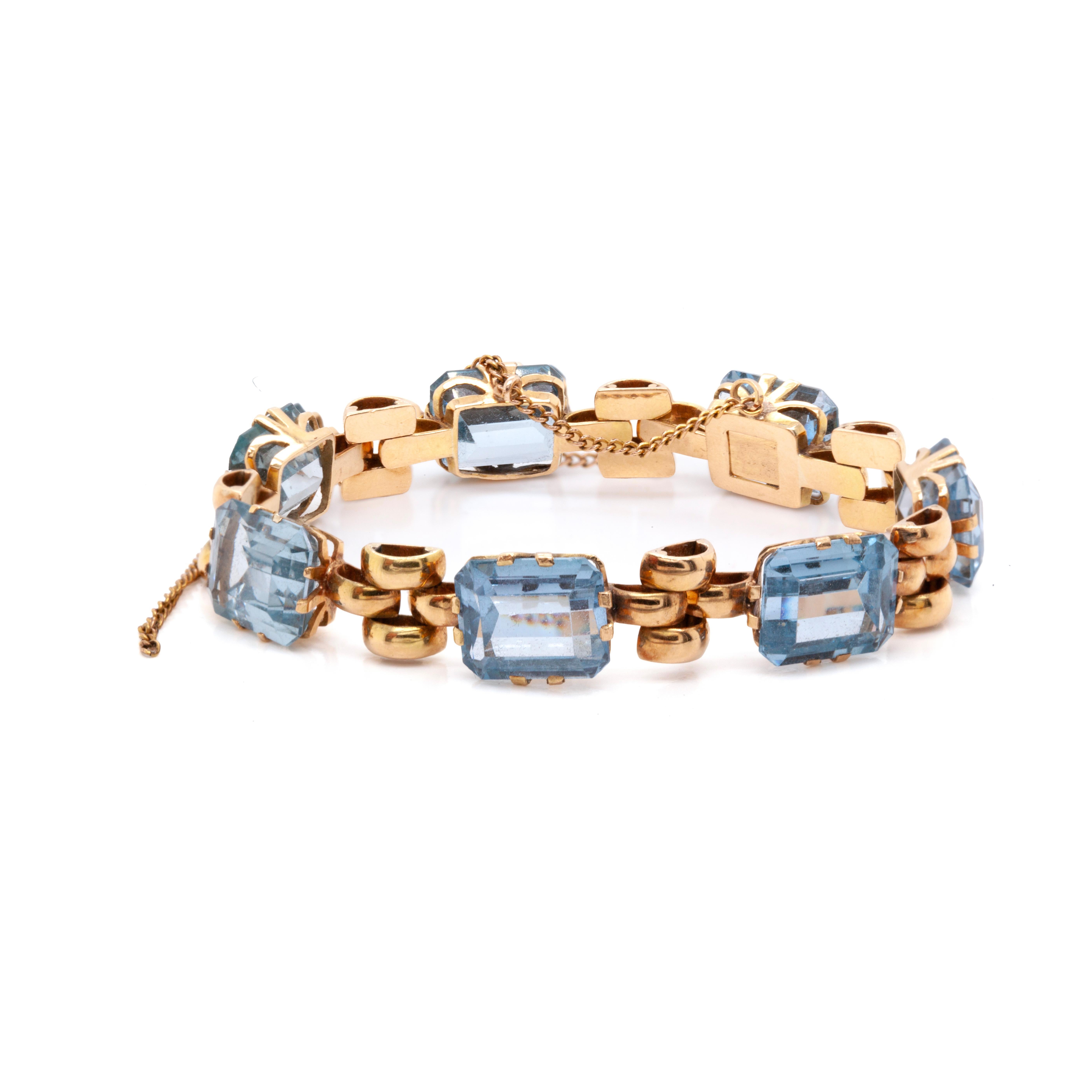 Rétro Bracelet rétro en pâte et or jaune 15 carats, circa 1950 en vente