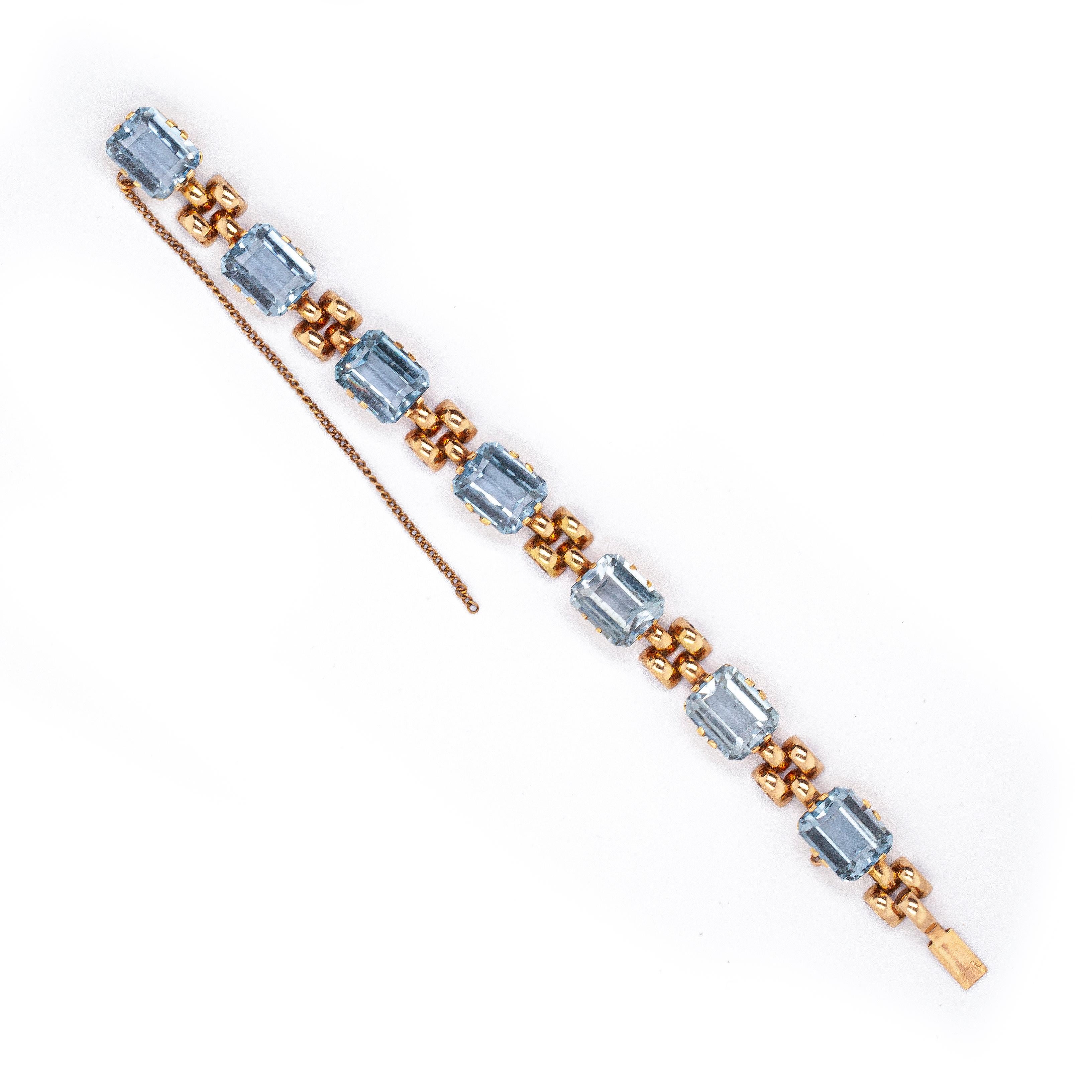 Bracelet rétro en pâte et or jaune 15 carats, circa 1950 Bon état - En vente à London, GB
