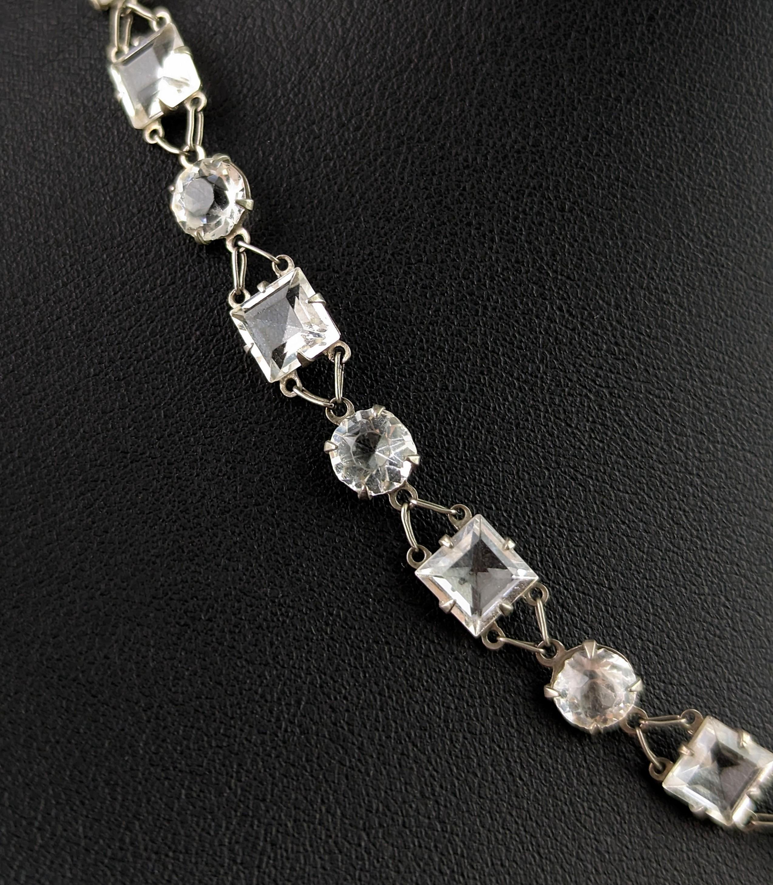 Vintage paste Riviere necklace, 800 silver, c1930s  For Sale 6