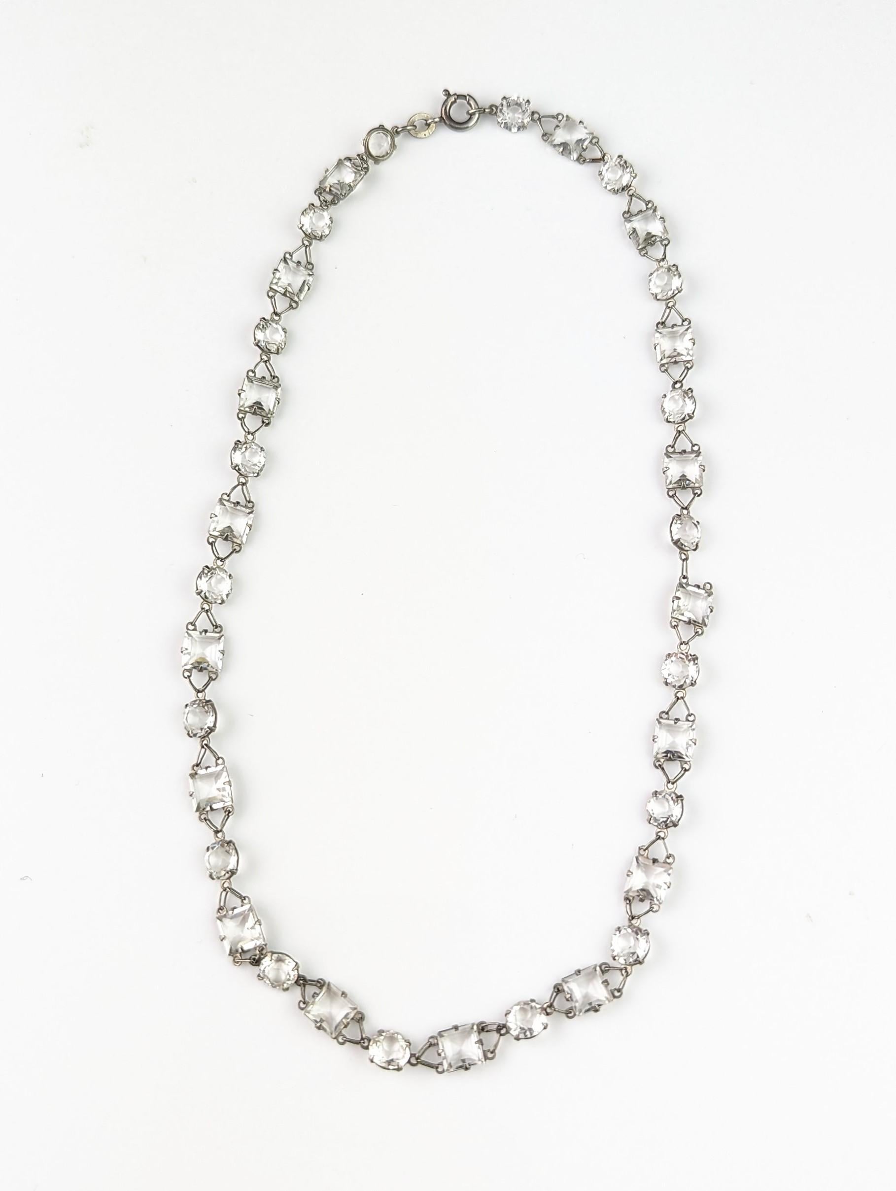 Vintage paste Riviere necklace, 800 silver, c1930s  For Sale 7