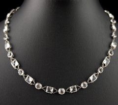 Vintage paste Riviere necklace, 800 silver, c1930s