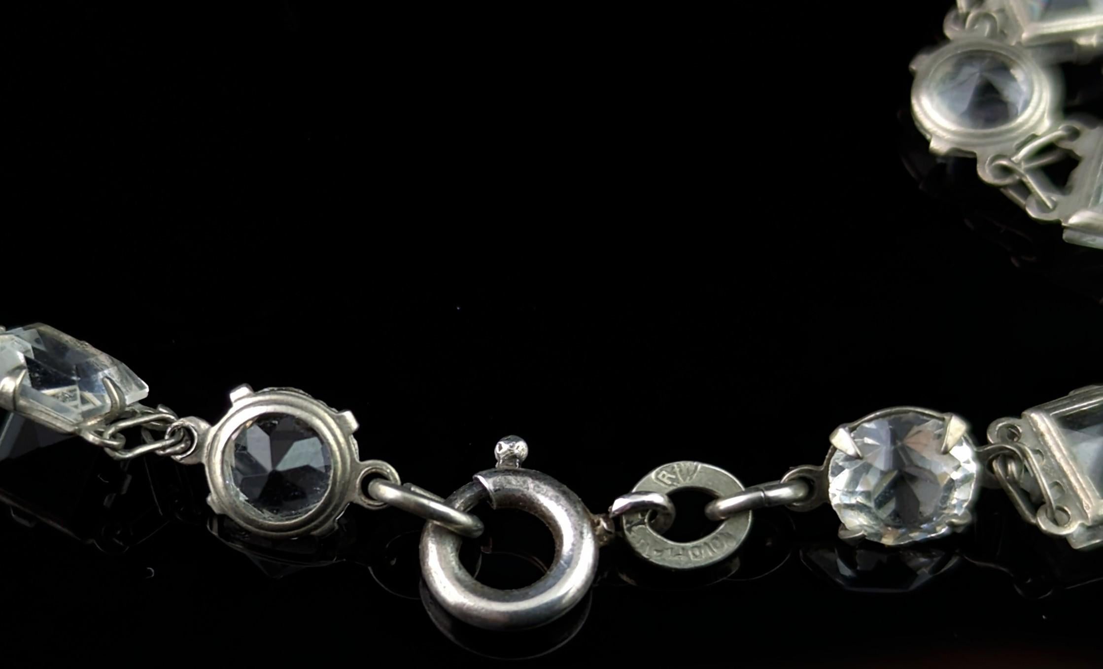 Vintage paste Riviere necklace, 800 silver, c1930s  For Sale 3