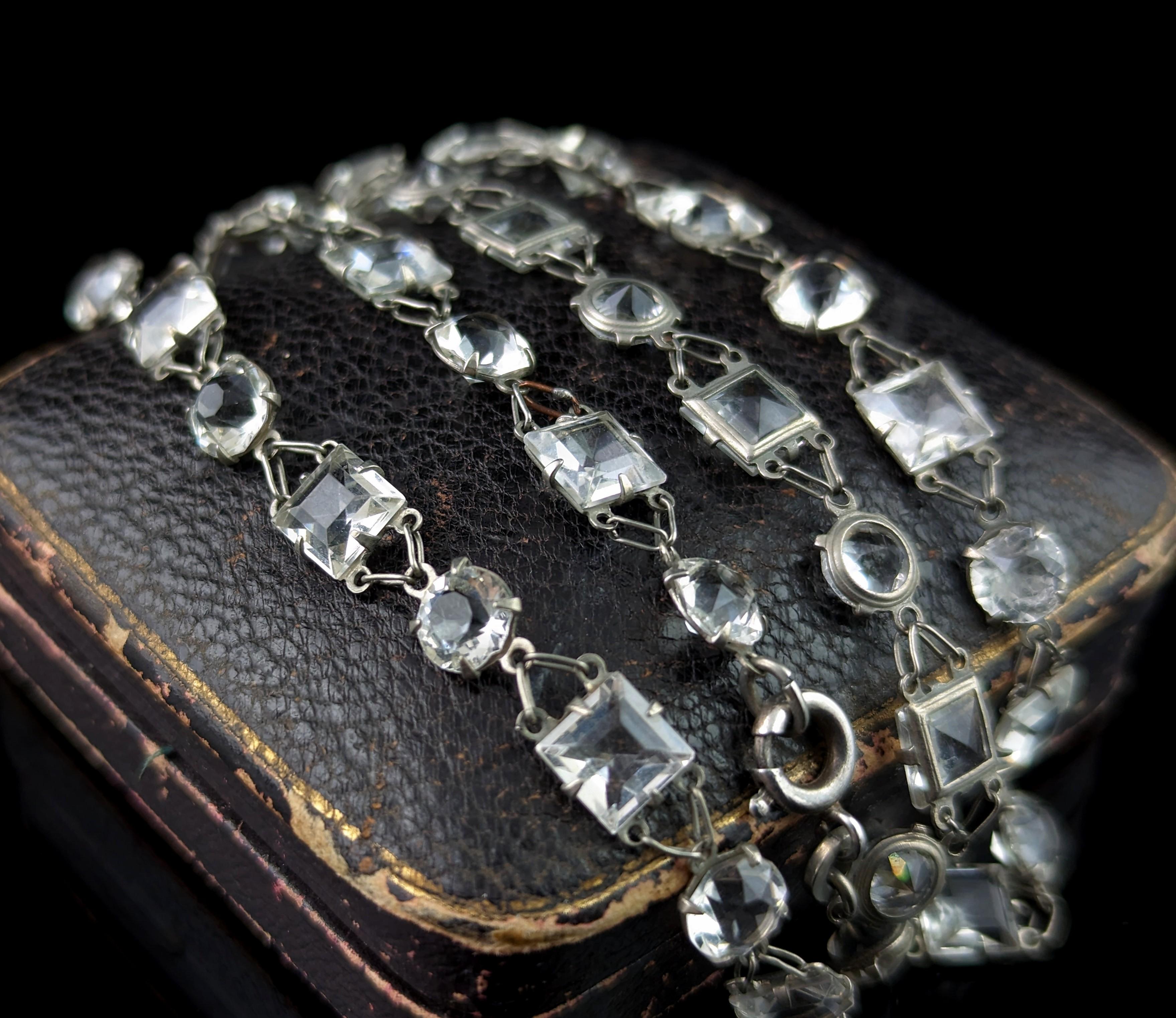 Vintage paste Riviere necklace, 800 silver, c1930s  For Sale 4