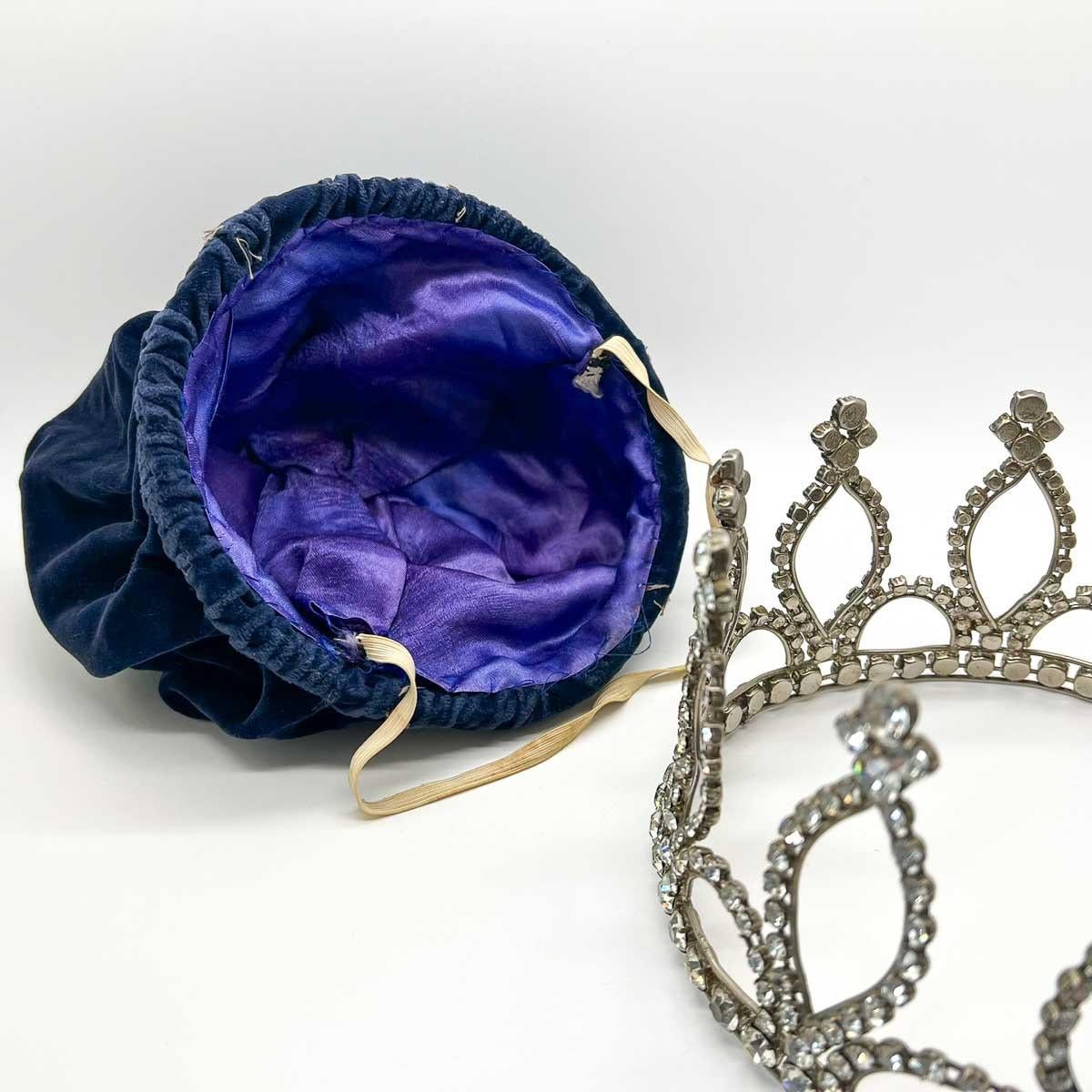 Vintage Paste & Velvet Crown 1950s For Sale 1