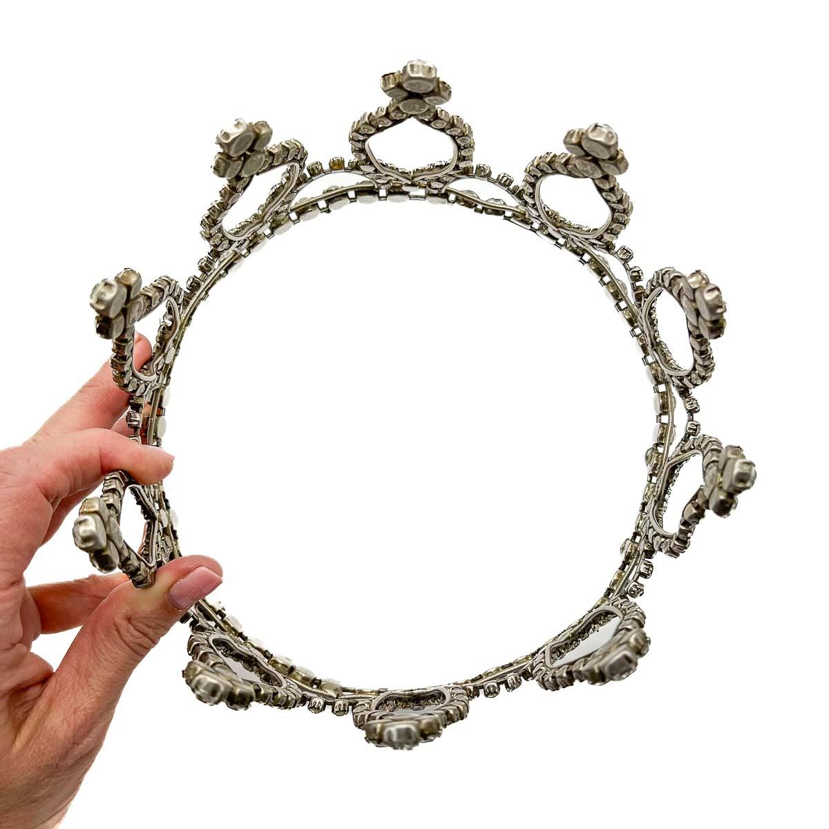 Vintage Paste & Velvet Crown 1950s For Sale 3