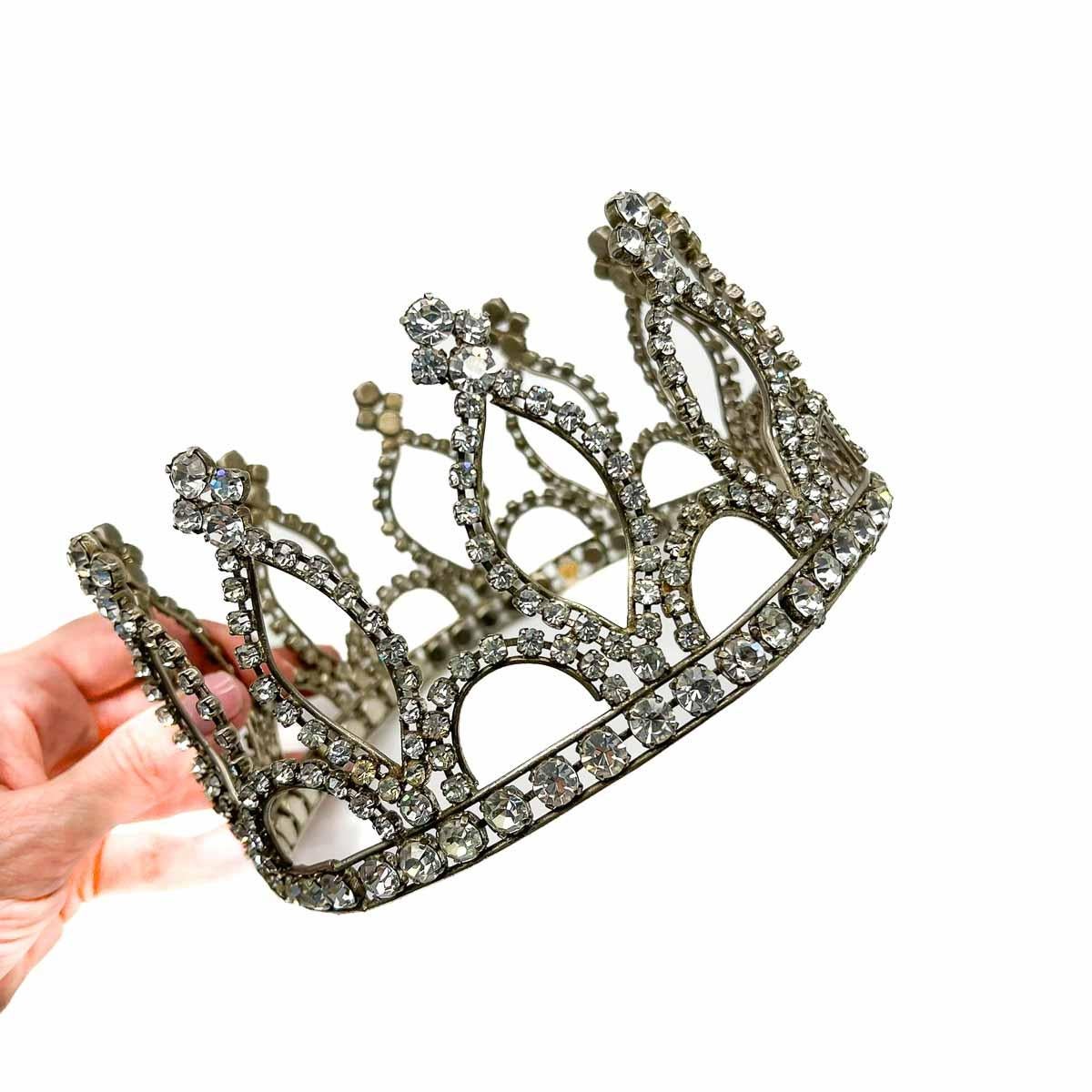 Vintage Paste & Velvet Crown 1950s For Sale 4
