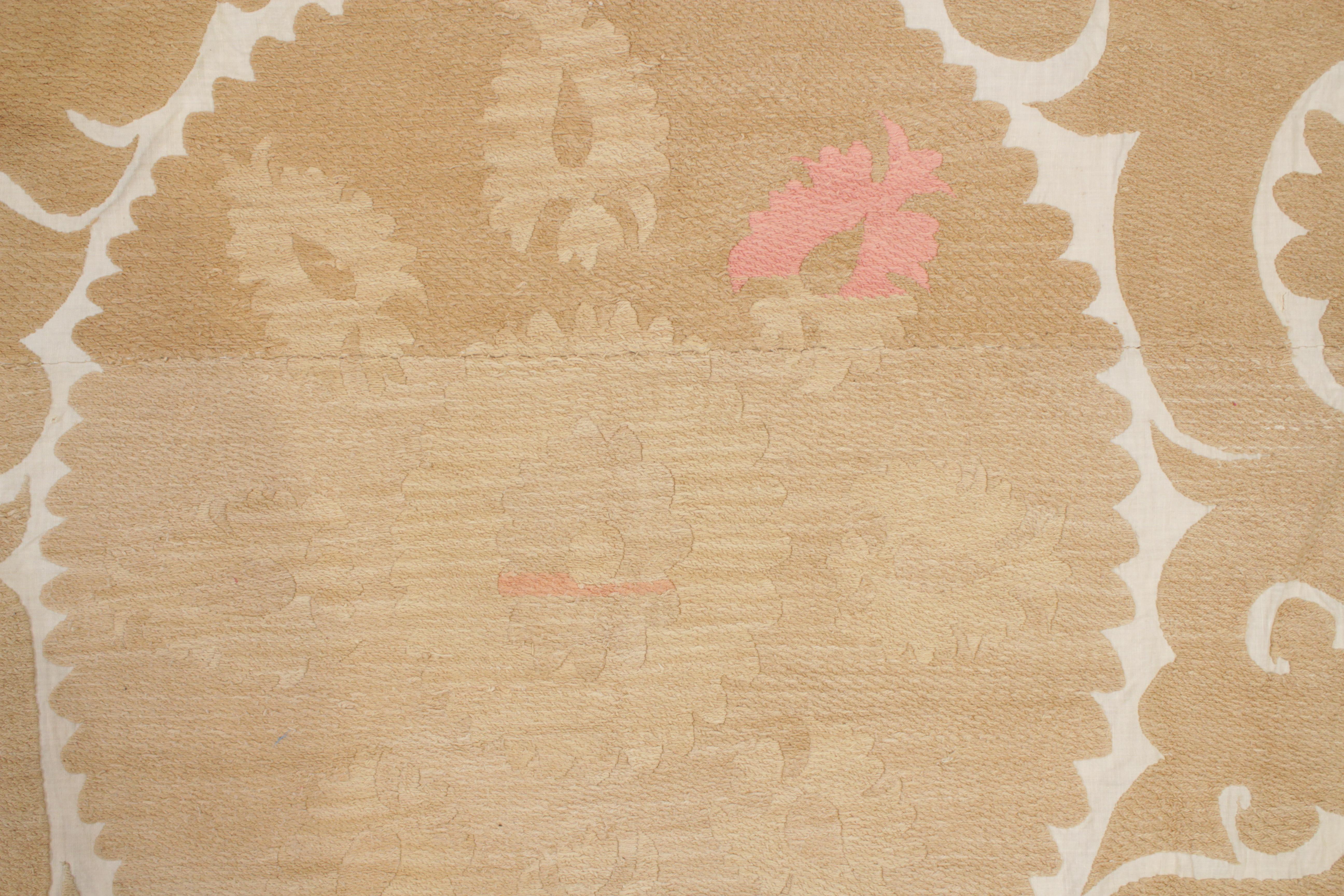 Vintage Pastel Coloured Central Asian Suzani Embroidery For Sale 3