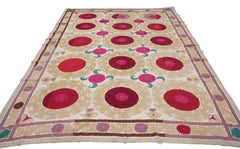 Vintage Pastel Coloured Central Asian Suzani Embroidery