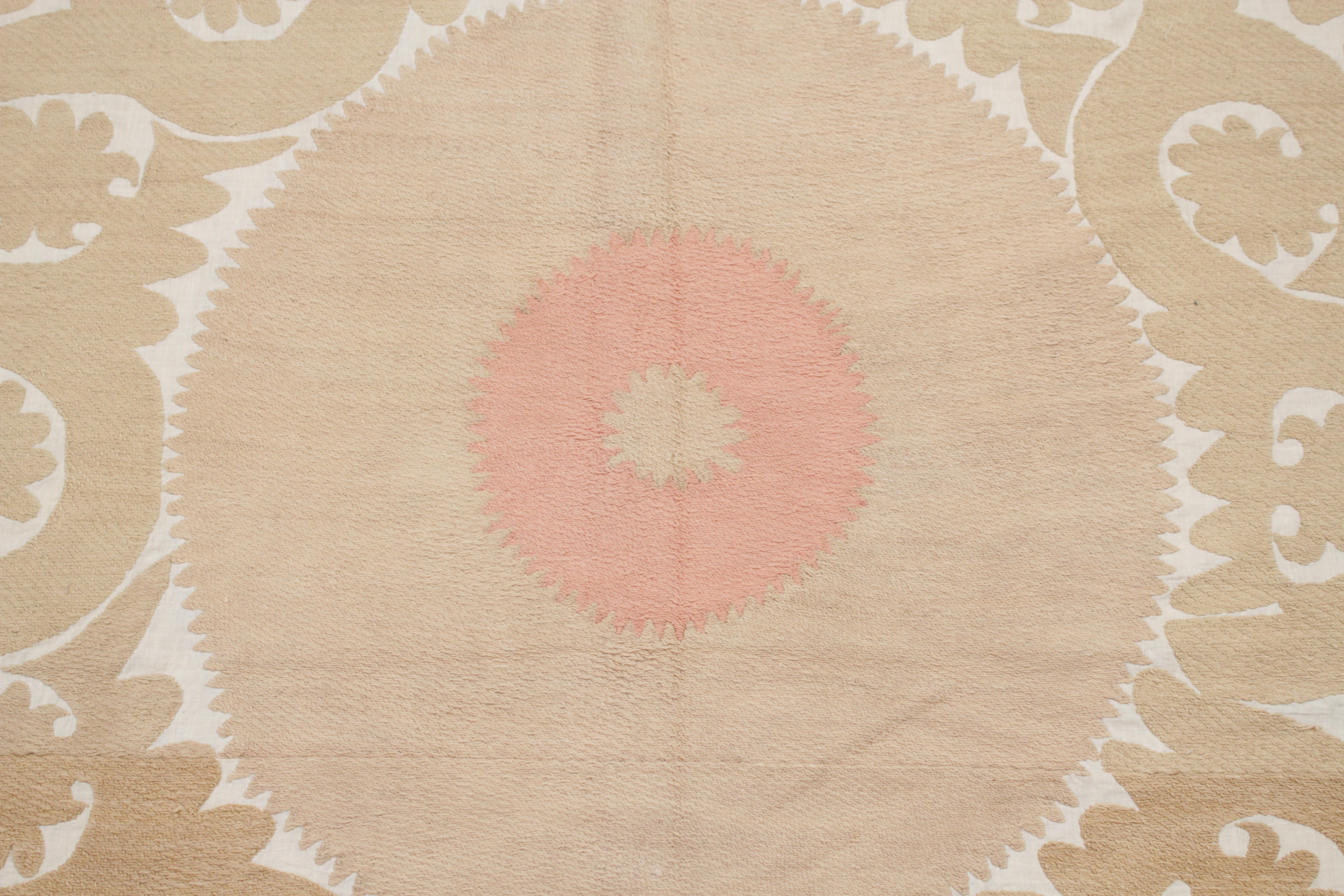 Vintage Pastel Coloured Central Asian Suzani Embroidery For Sale 1
