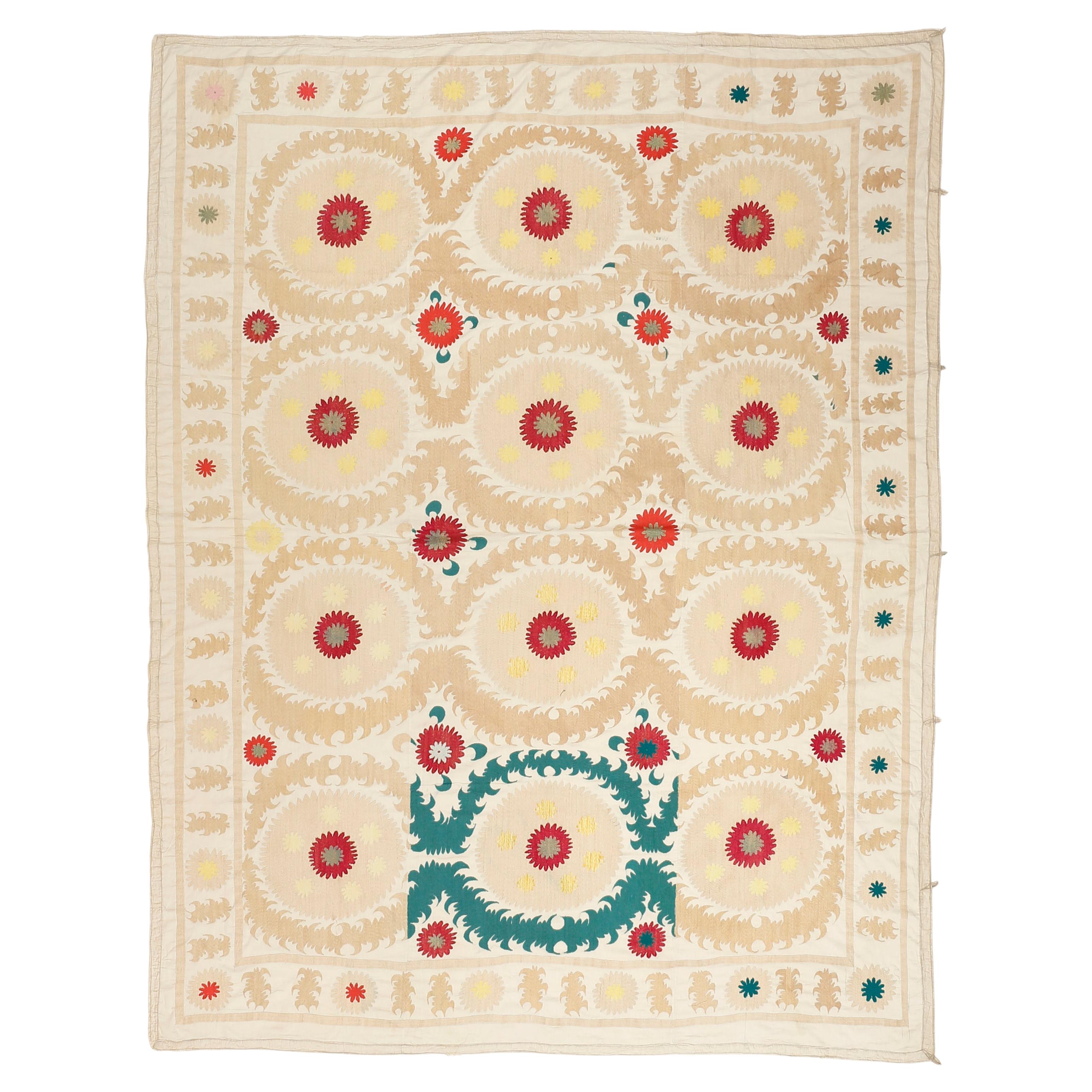 Vintage Pastel Coloured Central Asian Suzani Embroidery at 1stDibs