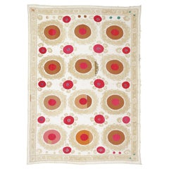 Vintage Pastel Coloured Central Asian Suzani Embroidery