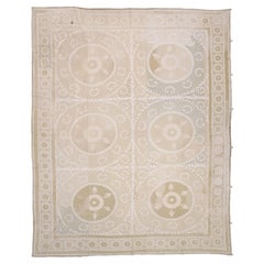 Vintage Pastel Coloured Central Asian Suzani Embroidery