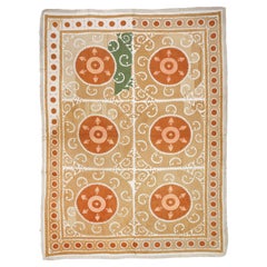 Vintage Pastel Coloured Central Asian Suzani Embroidery