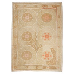 Vintage Pastel Coloured Central Asian Suzani Embroidery