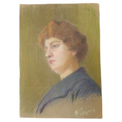 Portrait vintage en crayon au pastel