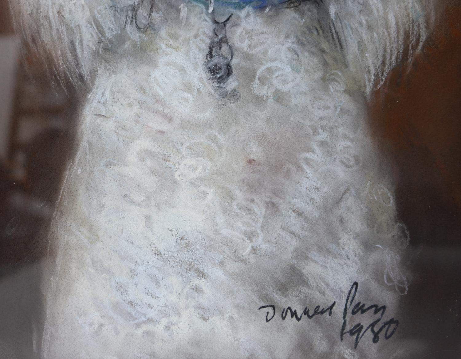 20th Century Vintage Pastel Portrait of a Poodle, Original Artwork For Sale