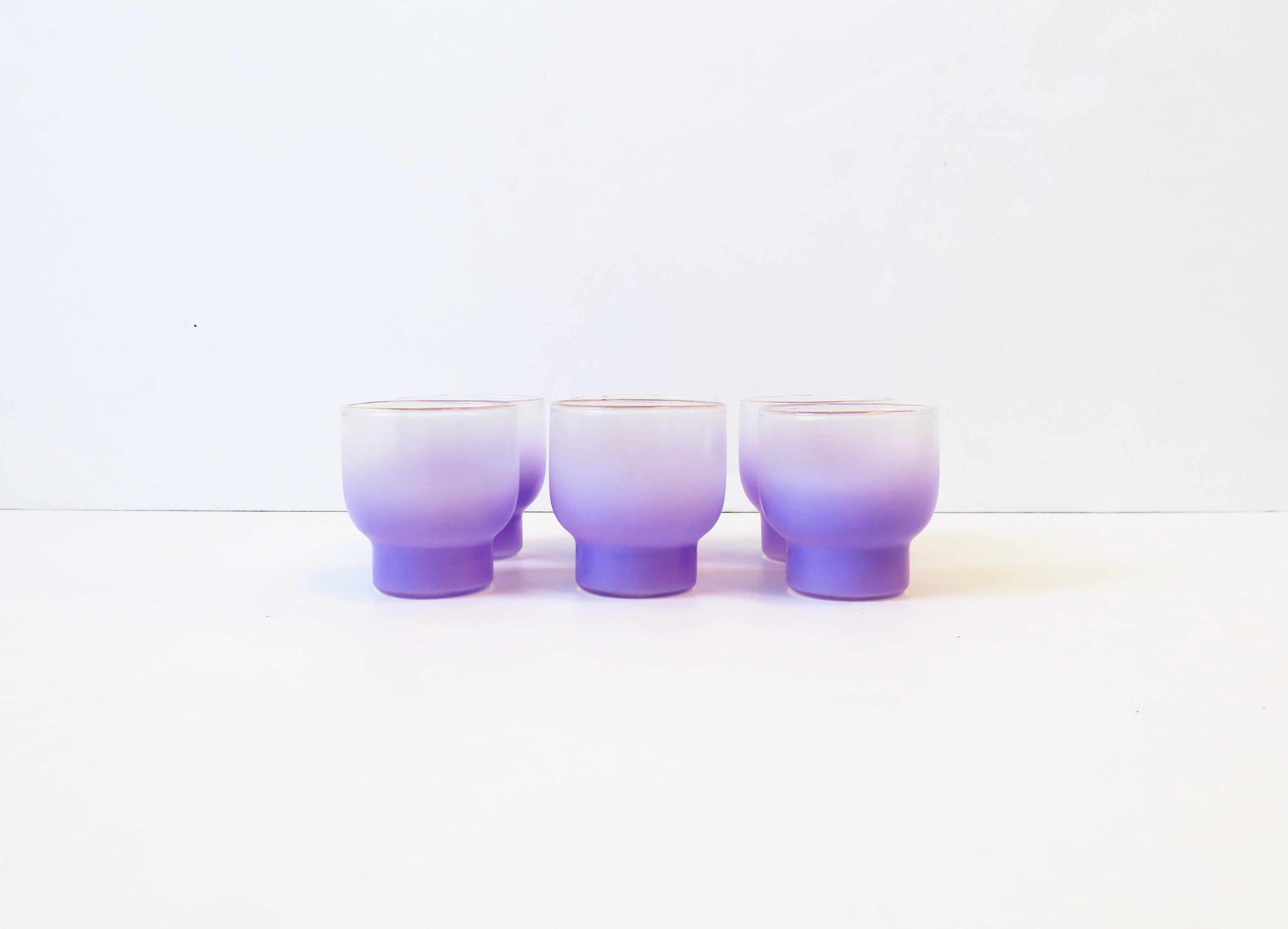 Mid-Century Modern Vintage Pastel Purple Lavender Cocktail Rocks' Glasses