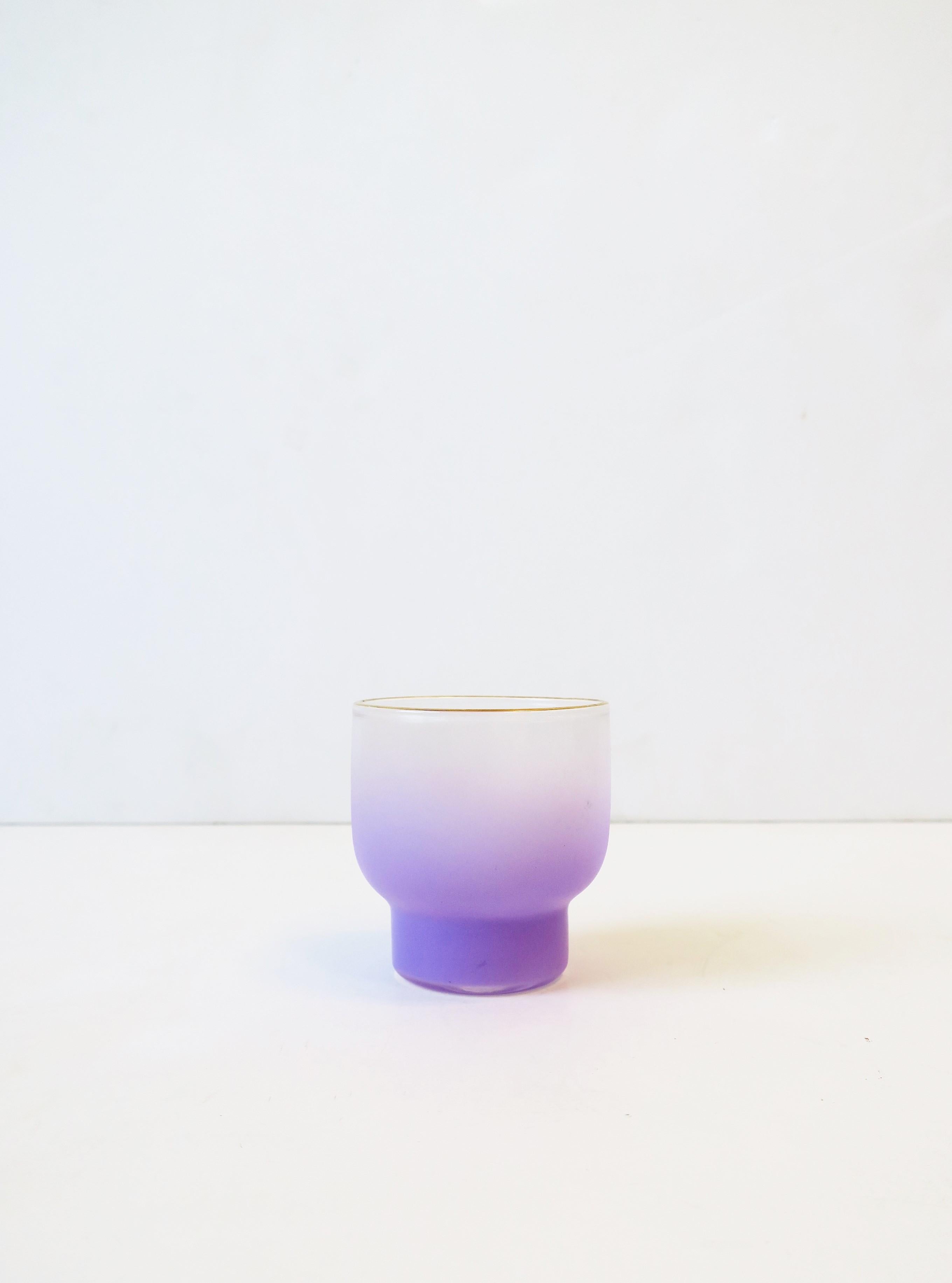 Polychromed Vintage Pastel Purple Lavender Cocktail Rocks' Glasses
