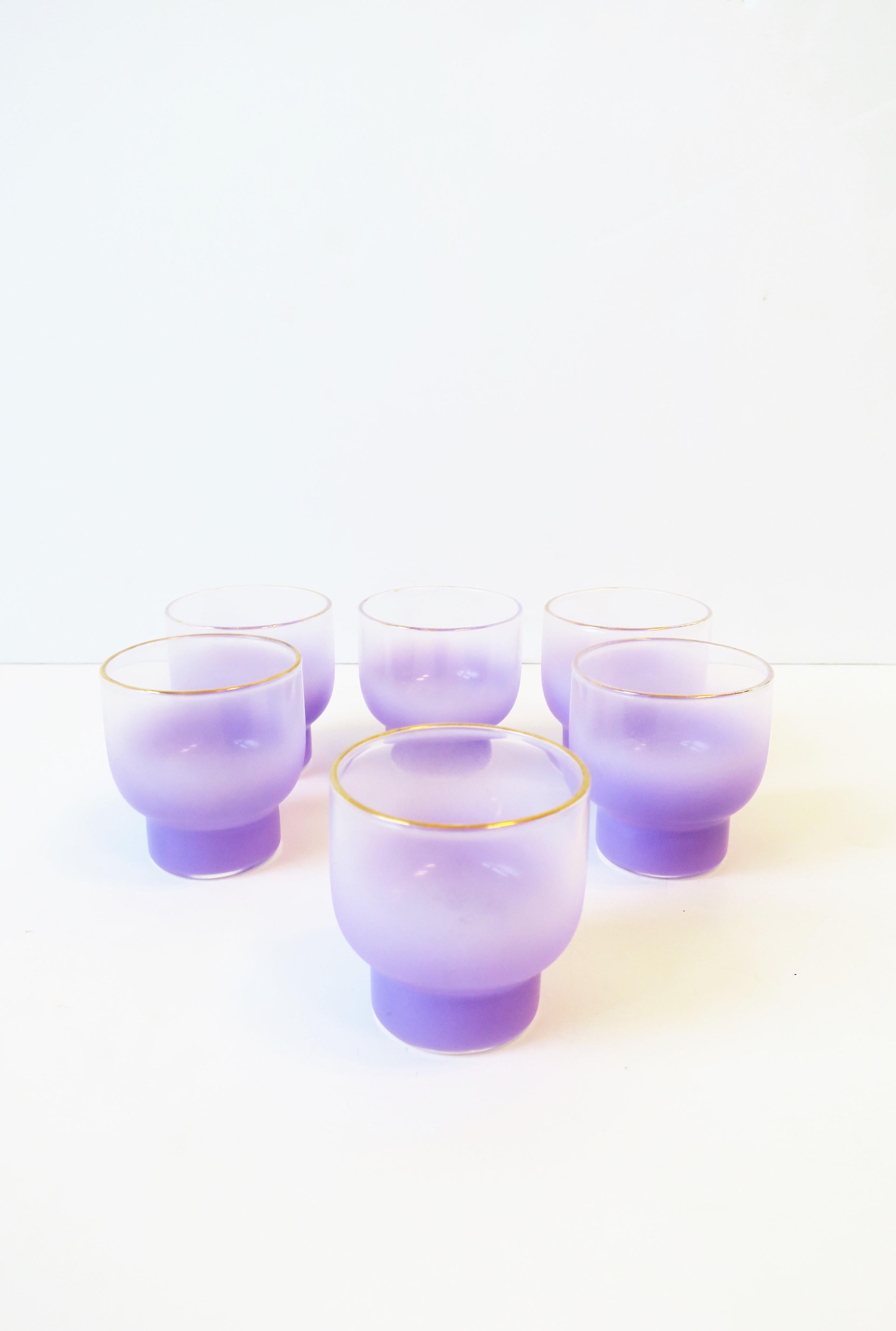 20th Century Vintage Pastel Purple Lavender Cocktail Rocks' Glasses