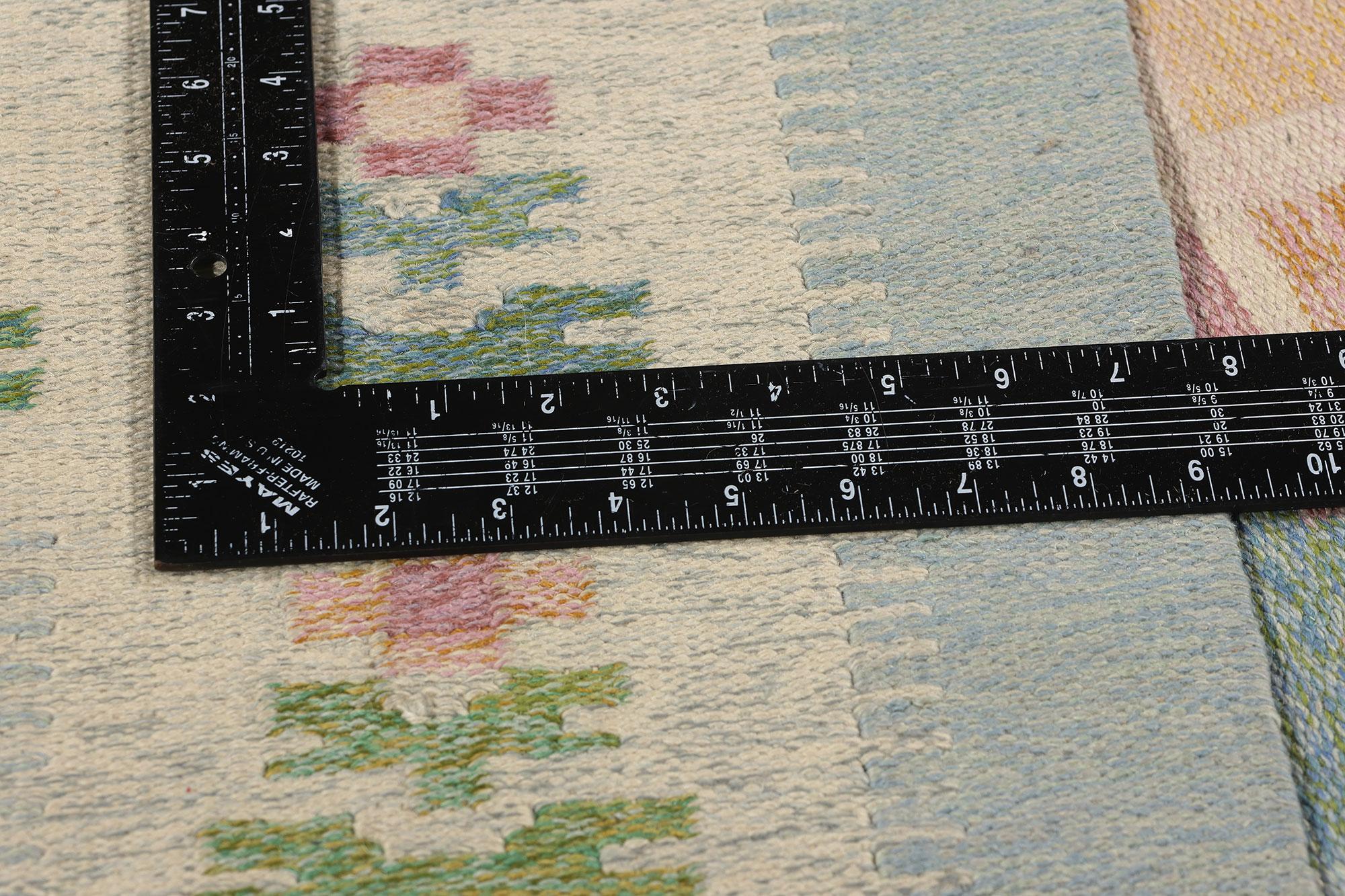 20th Century Vintage Pastel Swedish Pictorial Rollakan Rug For Sale