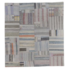 Vintage Pastel Toned Patch-Work Designed Rug 5'6''x5'11''