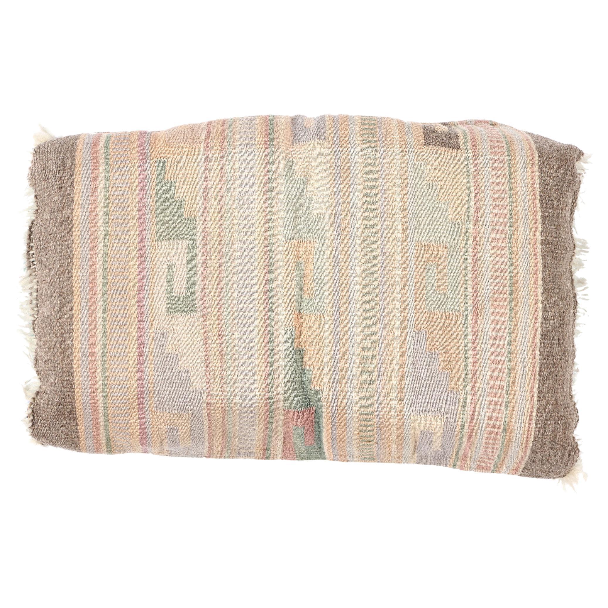 Vintage Pastel Turkish Kilim Rug Pillow, Southwest Boho Meets Tribal Allure