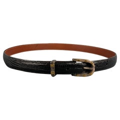 Cintura vintage PAT AREIAS taglia 29 in lucertola nera testurizzata in argento sterling