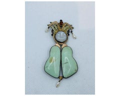 Vintage Pat Garrett Mixed Metals 14k Gold Copper Turquoise Moonstone Art Pin
