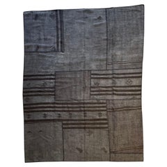 Vintage Patchwork Hemp Over Dyed Rug Coal and Black