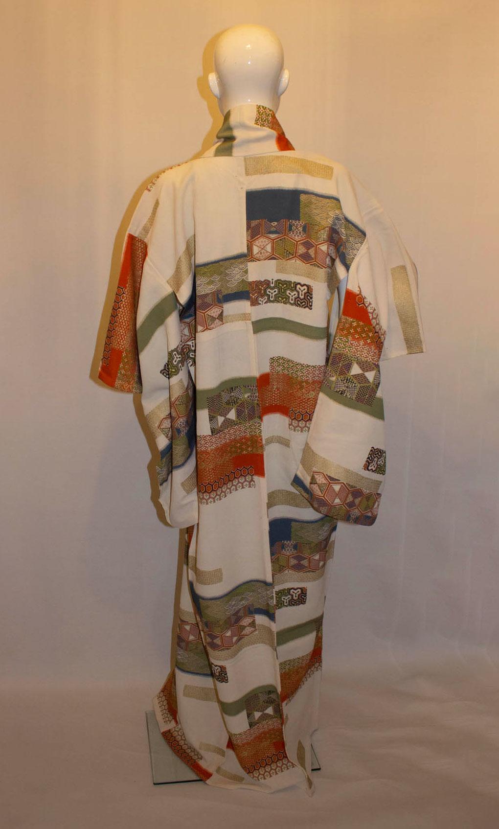 Women's or Men's Vintage Patchwork Kimono For Sale