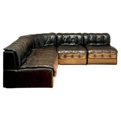 Sectionnelle modulaire en cuir patchwork vintage De Sede Style DS-11