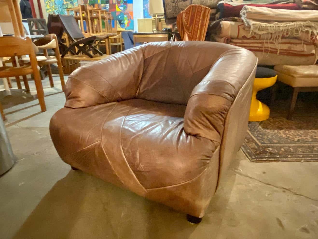 Vintage Patchwork Leather Loveseat and Chair 5