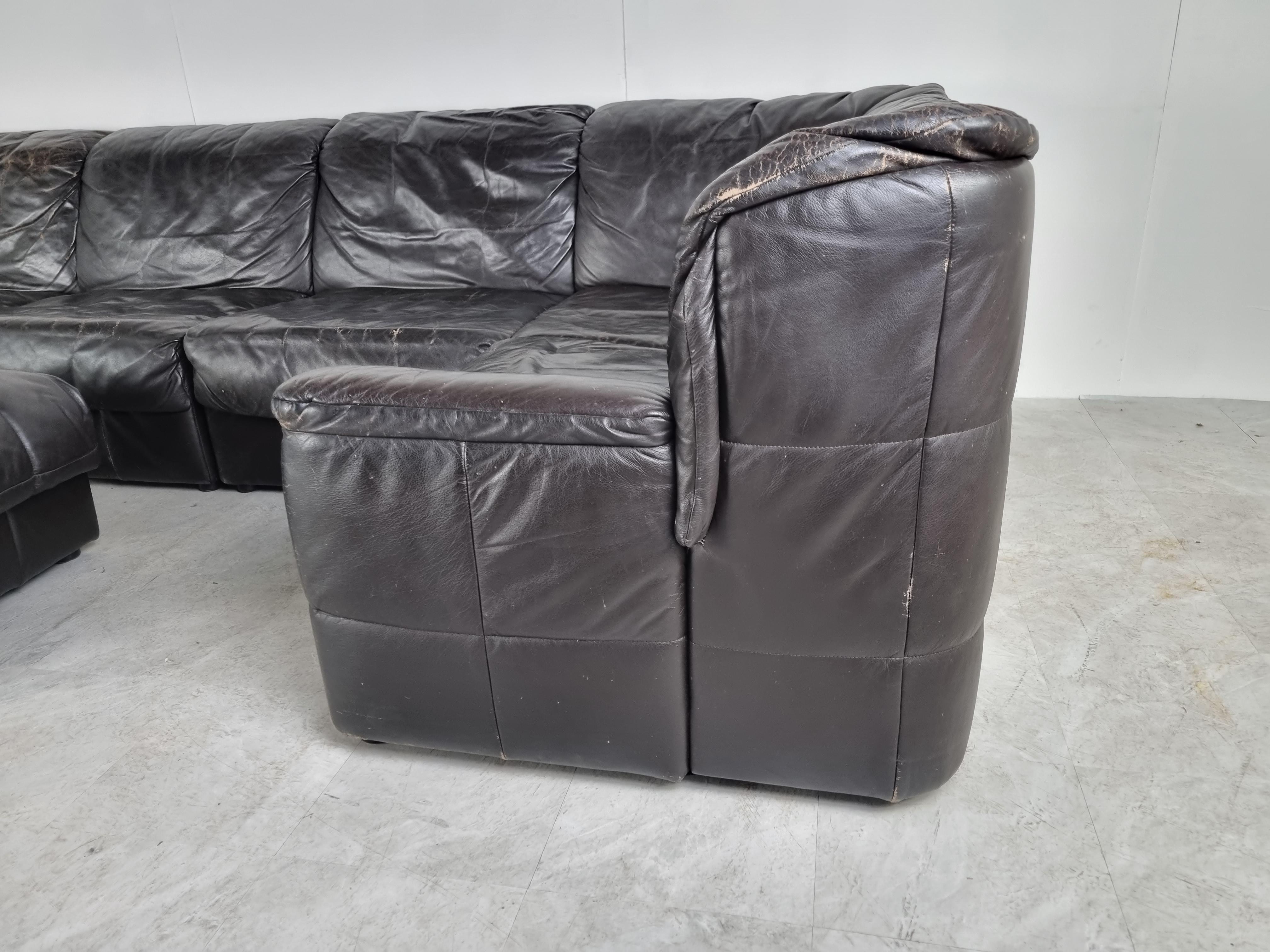 Late 20th Century Vintage Patchwork Leather Modular Sofa, 1970s