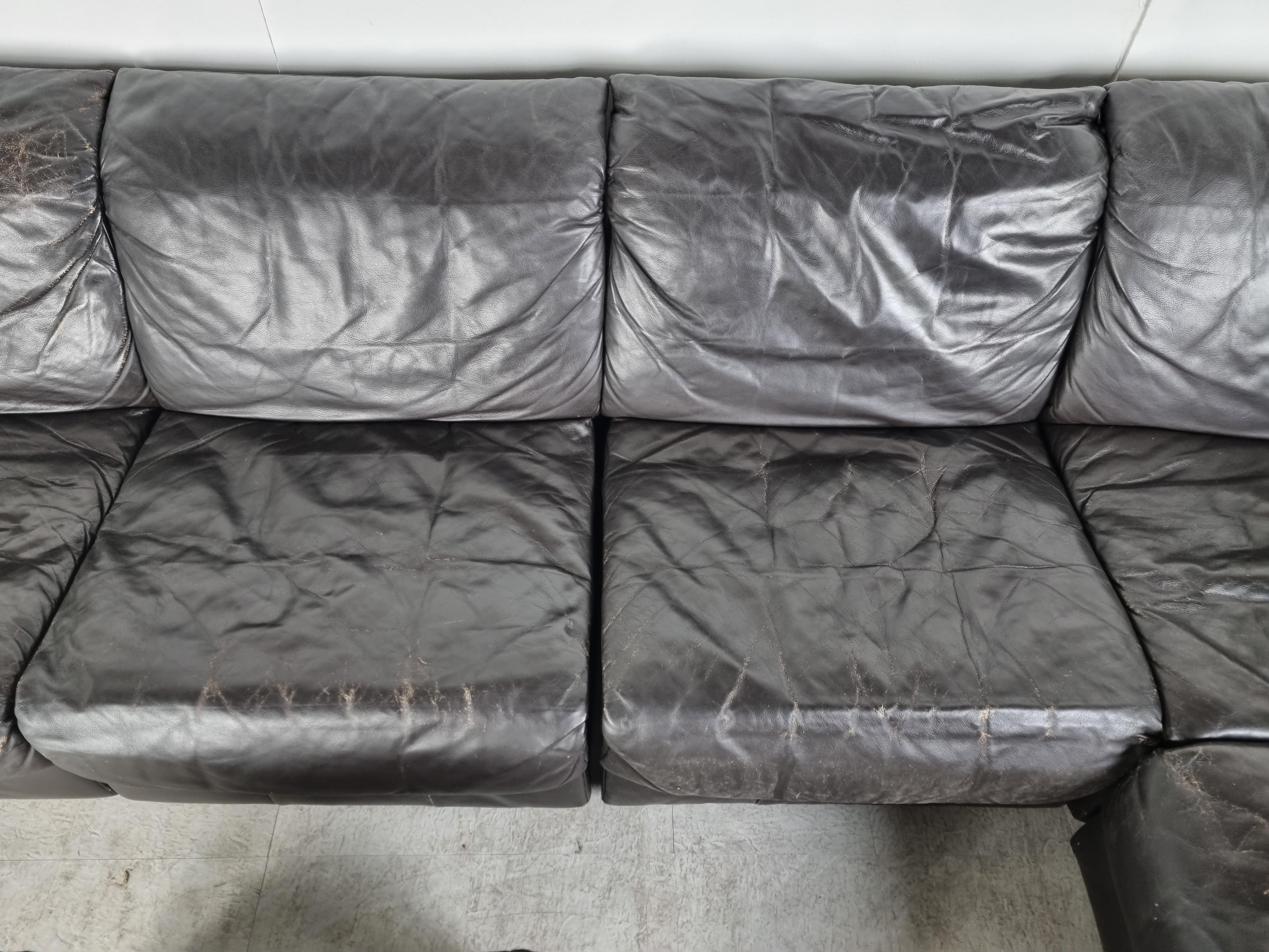 Vintage Patchwork Leather Modular Sofa, 1970s 3