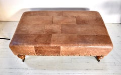 Patchwork-Leder-Ottoman auf Rollen im Vintage-Stil