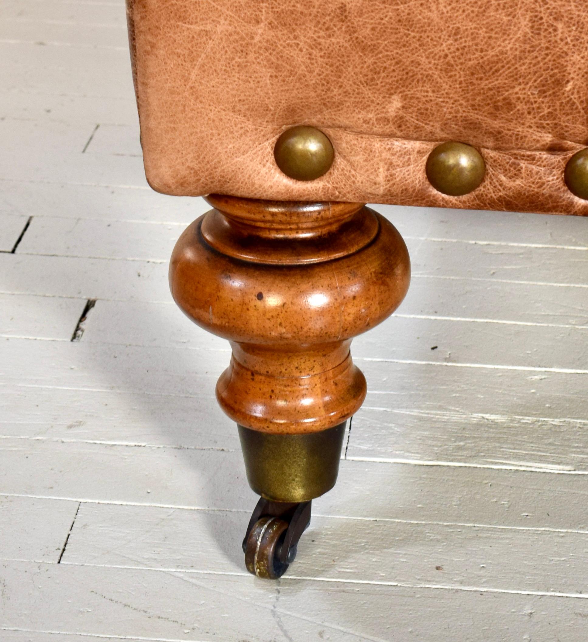 American Vintage Patchwork Leather Ottoman on Casters