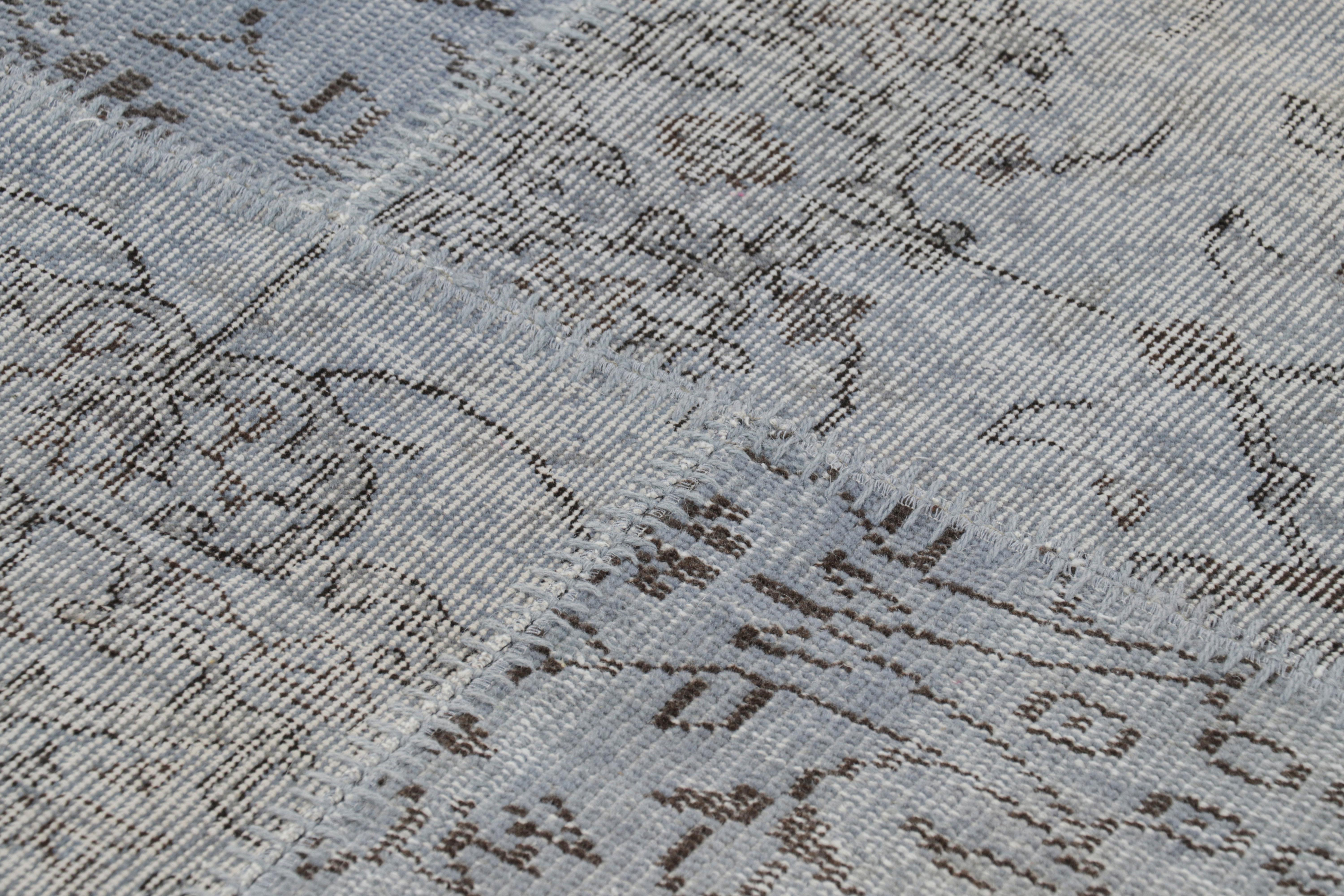 Late 20th Century Vintage Patchwork Rug in Blue and Gray with Floral Patterns - Rug & Kilim For Sale