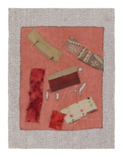 Vintage Patchwork Tapestry “Fragments of Time” Neutral Pink Hues - Rug & Kilim