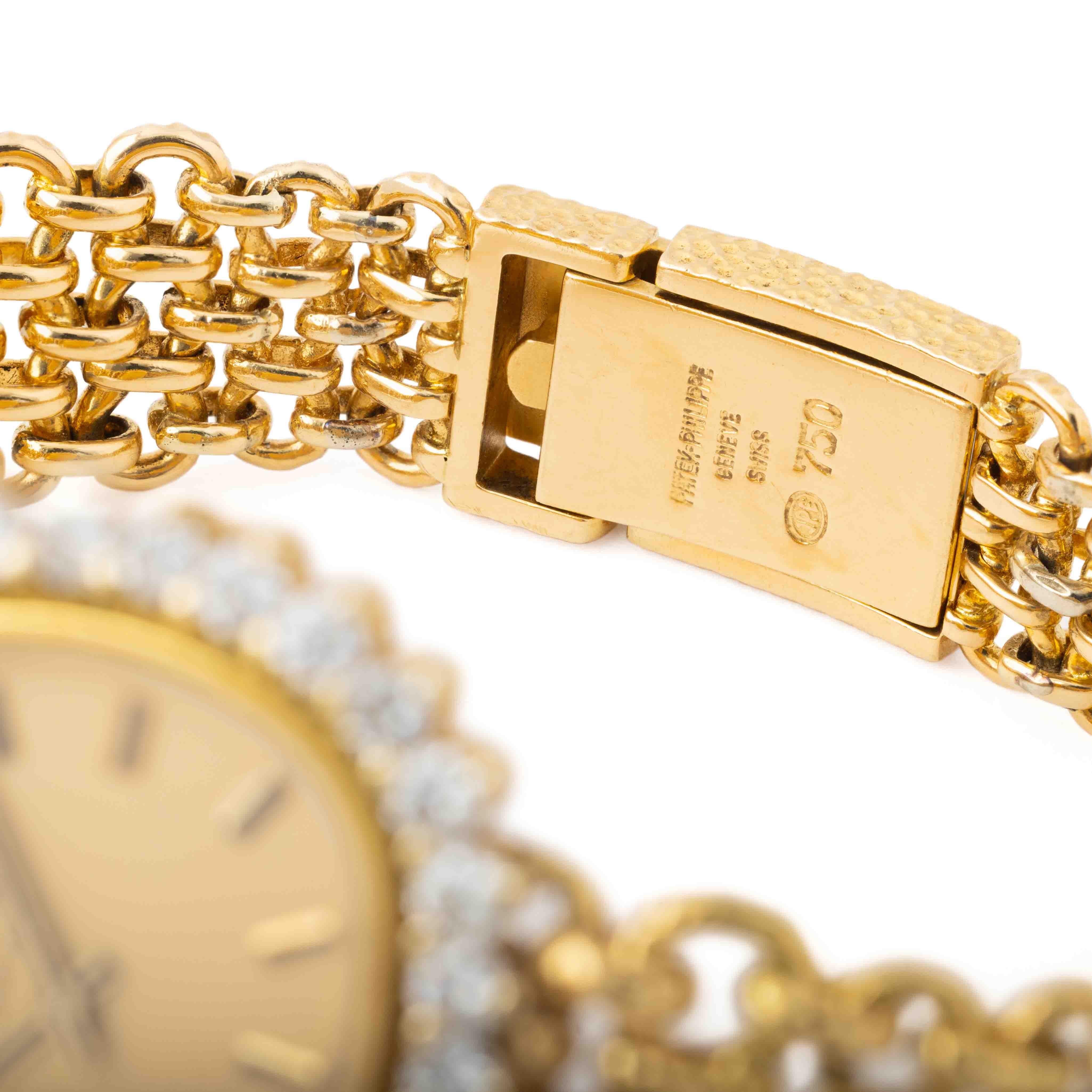 Women's or Men's Vintage Patek Philippe 18 Karat Ellipse with 1.75 Carats Diamonds Model 4133