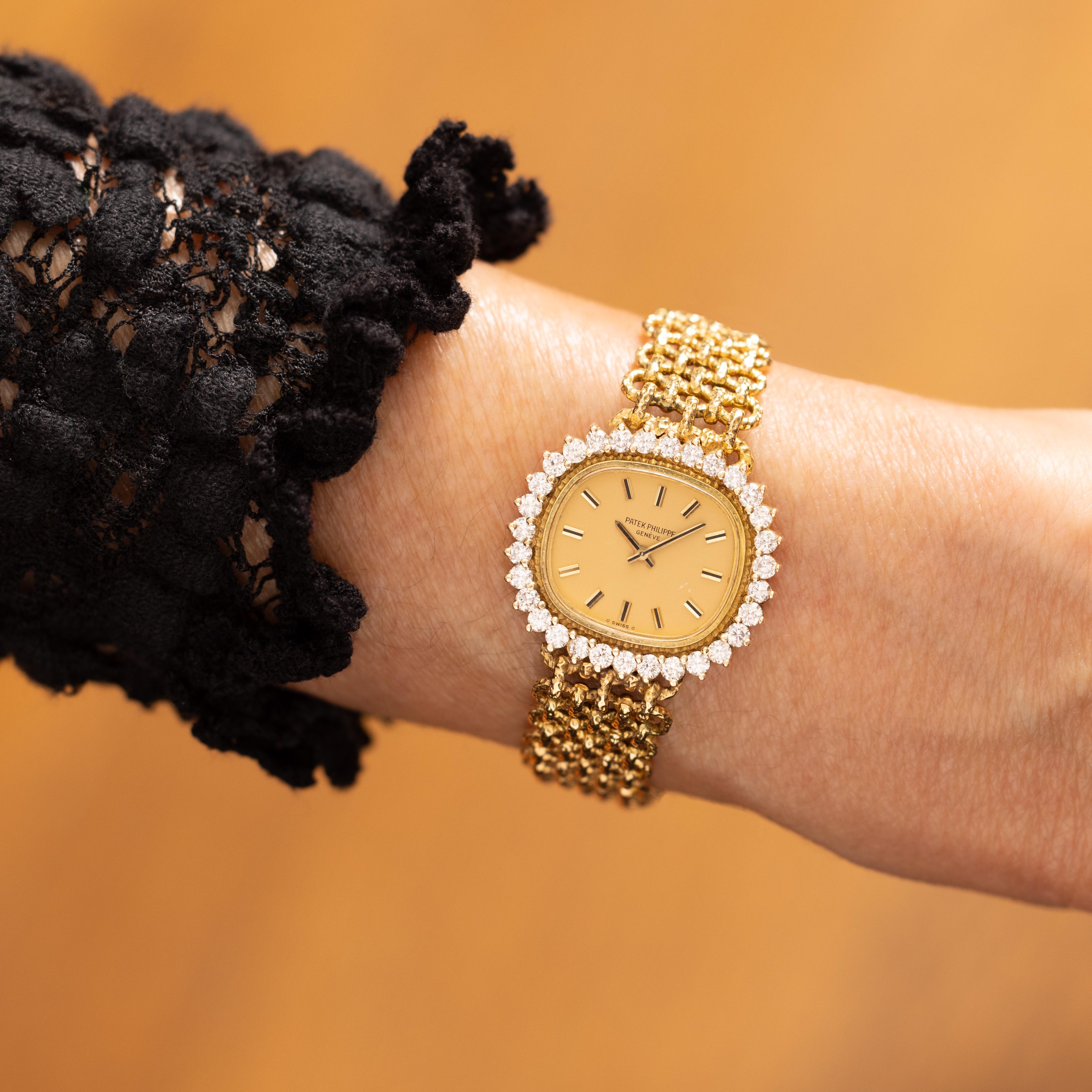 Vintage Patek Philippe 18 Karat Ellipse with 1.75 Carats Diamonds Model 4133 2