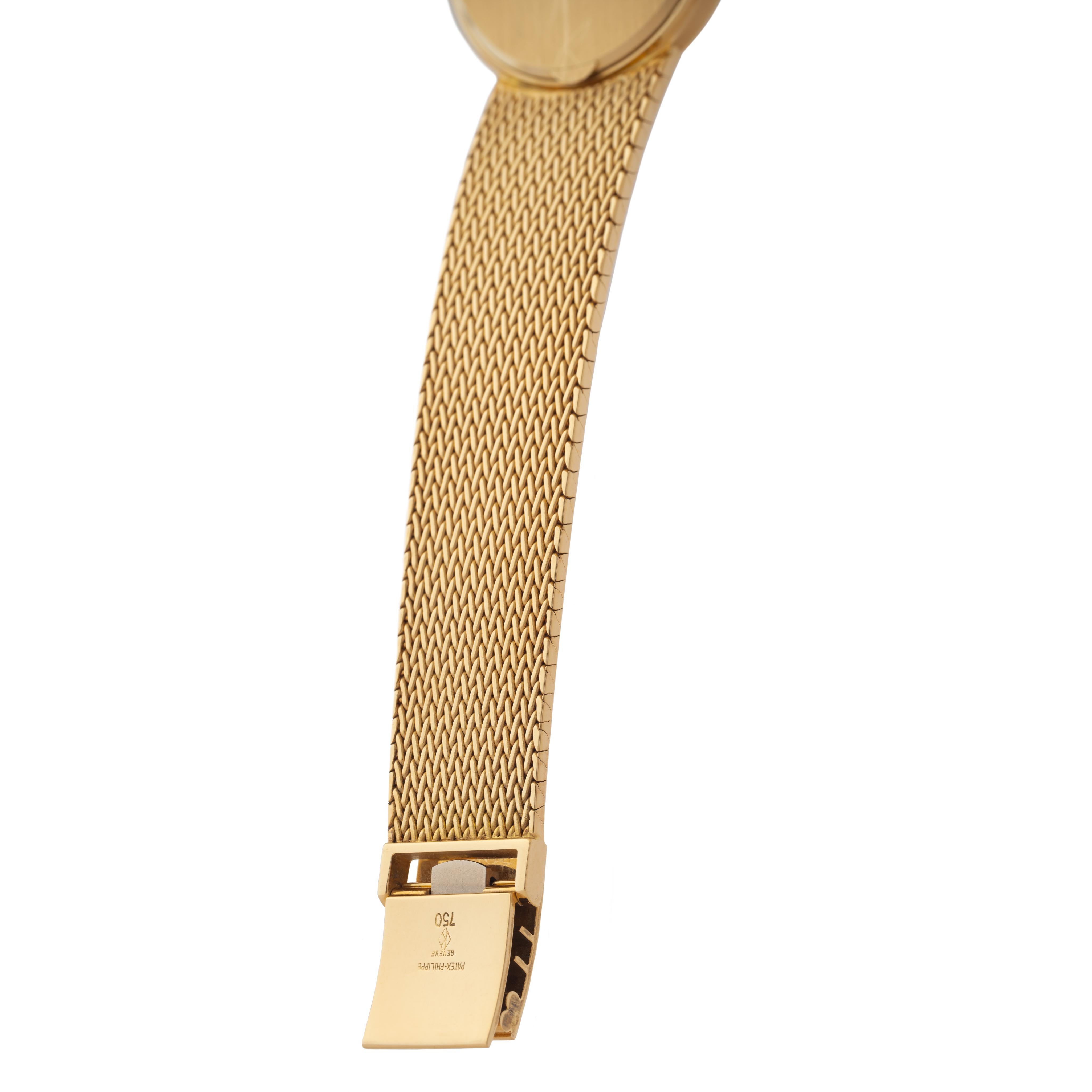 Vintage Patek Philippe 18 Karat Yellow Gold Model 3744/1 Calatrava with B/P In Excellent Condition In New York, NY