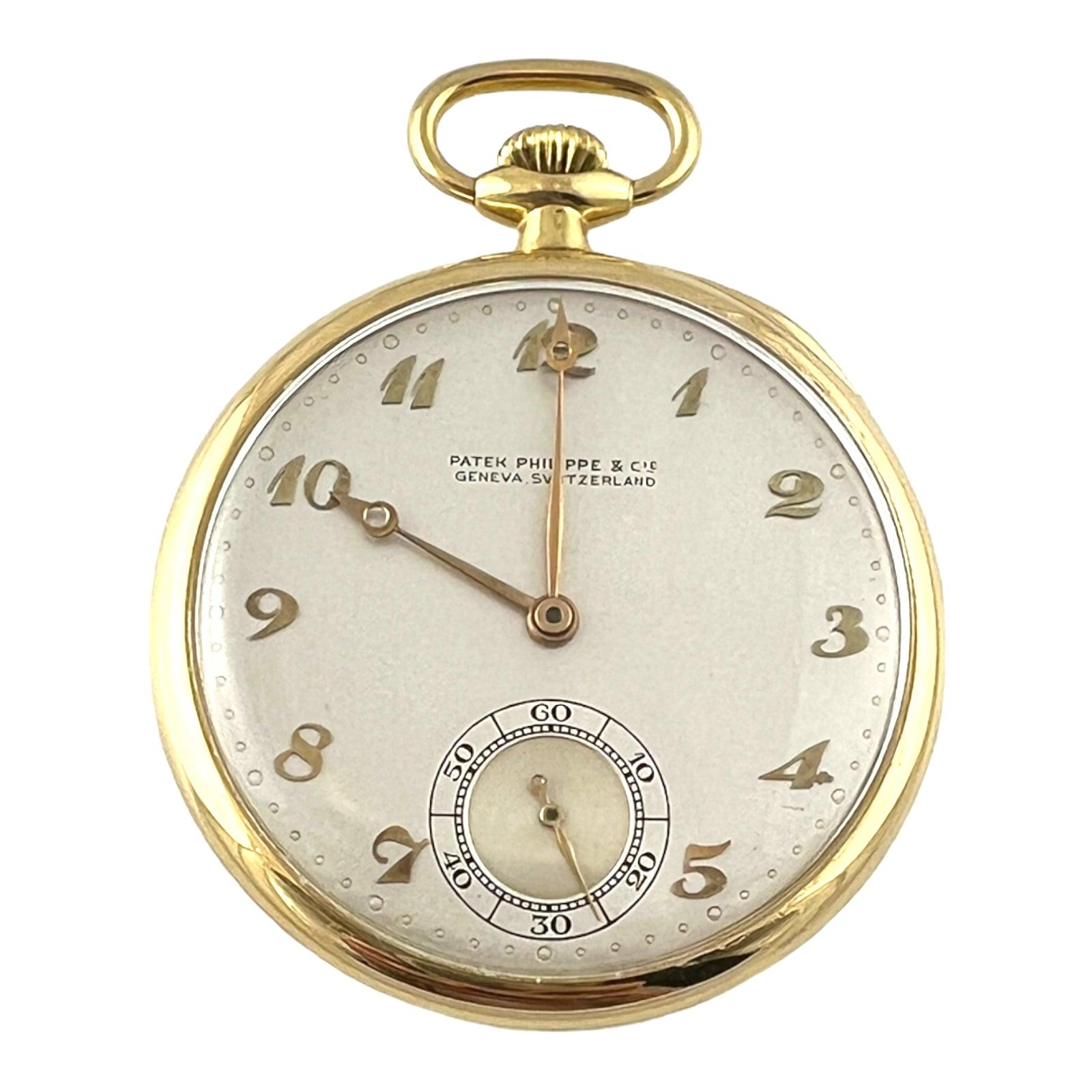 Vintage Patek Philippe 18 Karat Yellow Gold Open Face Pocket Watch In Good Condition In Washington Depot, CT