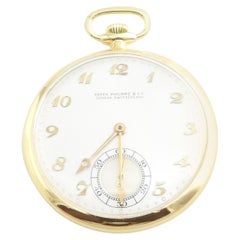 Vintage Patek Philippe 18 Karat Yellow Gold Open Face Pocket Watch