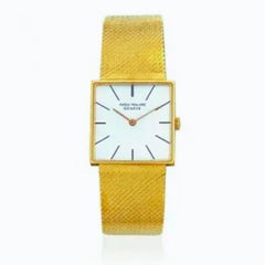 Vintage Patek Philippe 18K Gold Dress Watch with Integrated Mesh, 26 mm