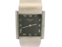 Vintage Patek Philippe 18k White Gold 28mm Square 6"  Wrist Watch Bracelet