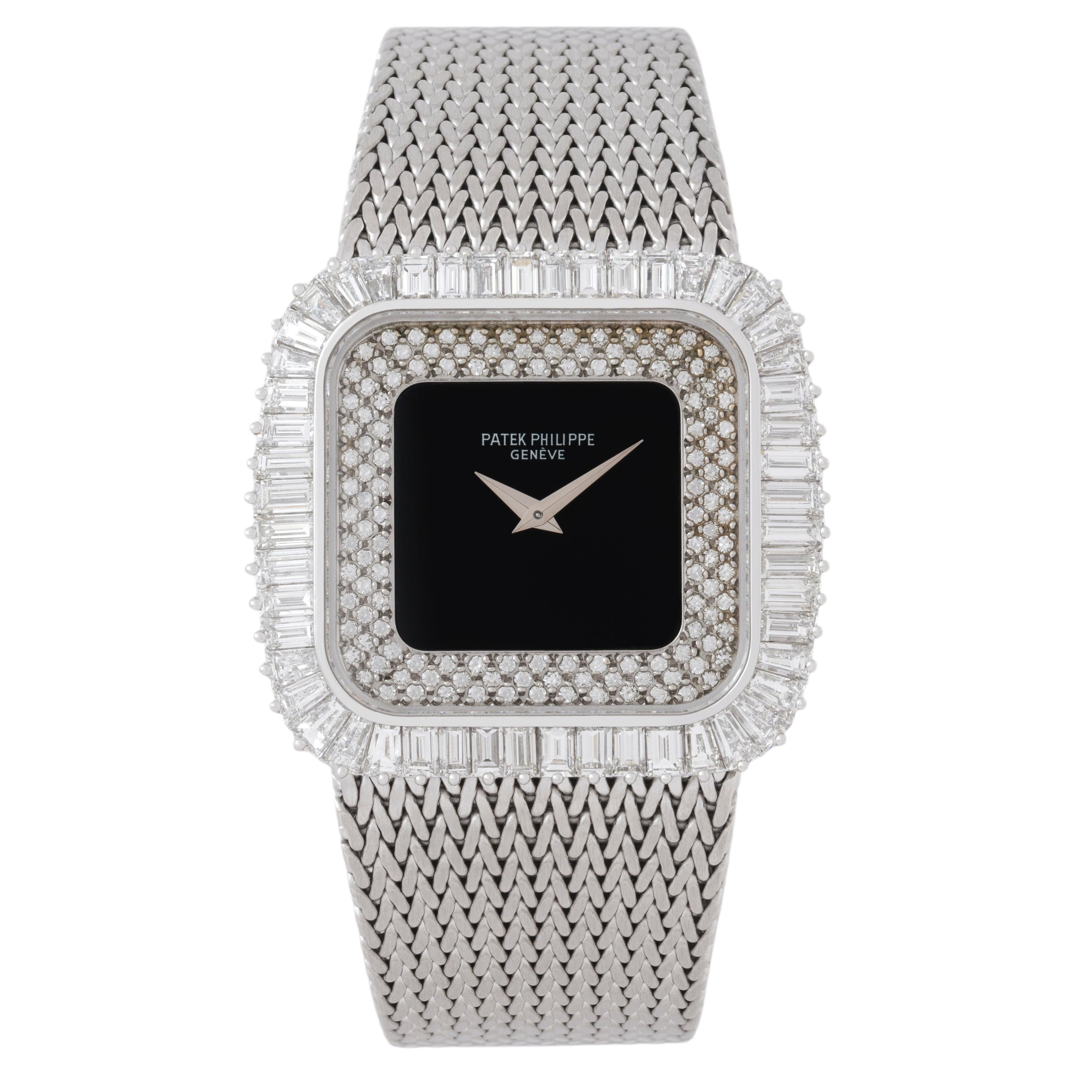 Vintage Patek Philippe 18k White Gold Model 3625/1G Haute Joaillerie Watch Box For Sale