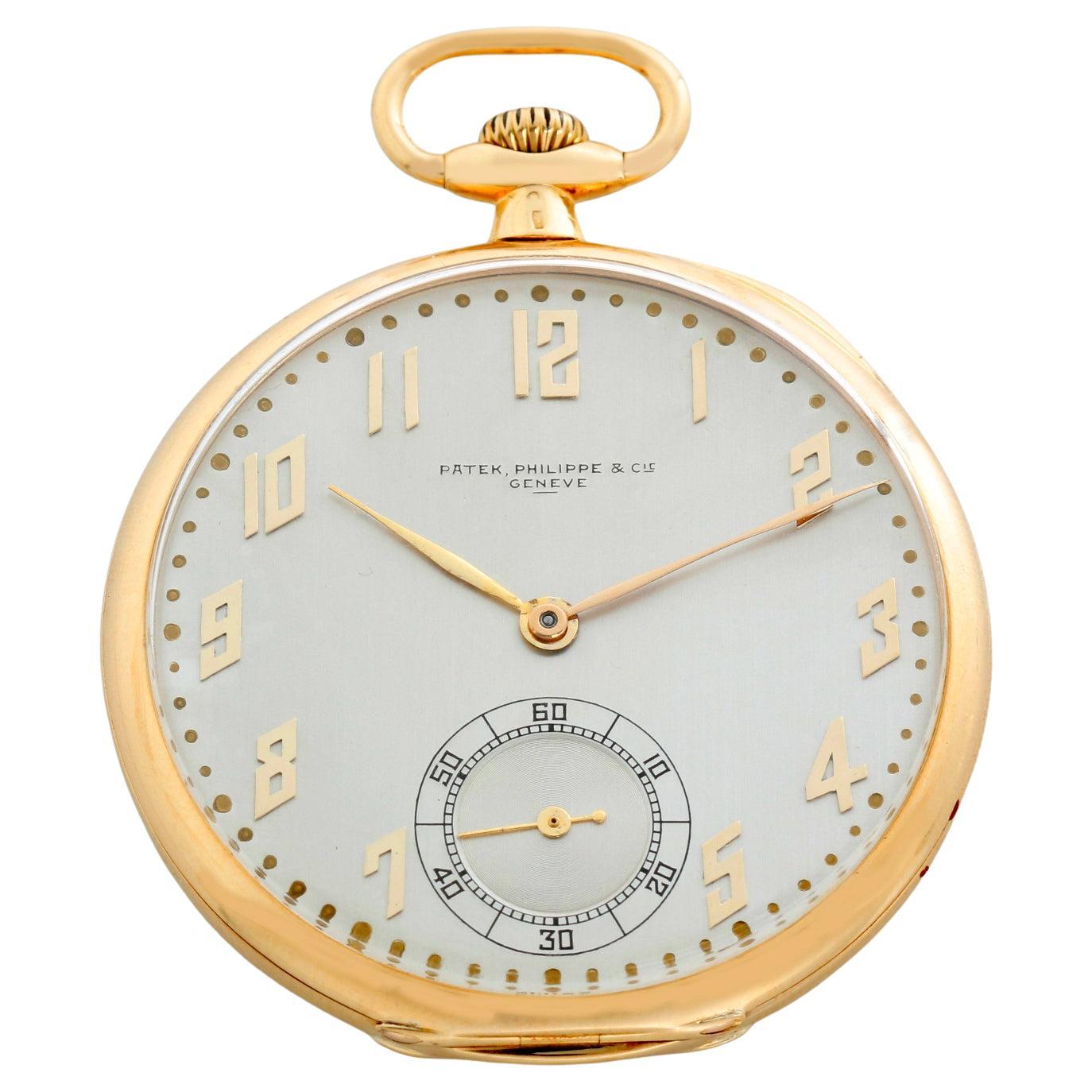 Orologio da tasca aperto d'epoca Patek Philippe in oro giallo 18 ct. in vendita